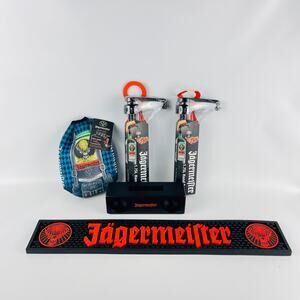 Jäegermeister Barware Lot; Cell Phone Amp, Pumps, Cozy & Mat